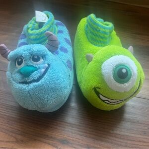Disney Monsters Inc. mile and sully Blue and Green Plush Slippers